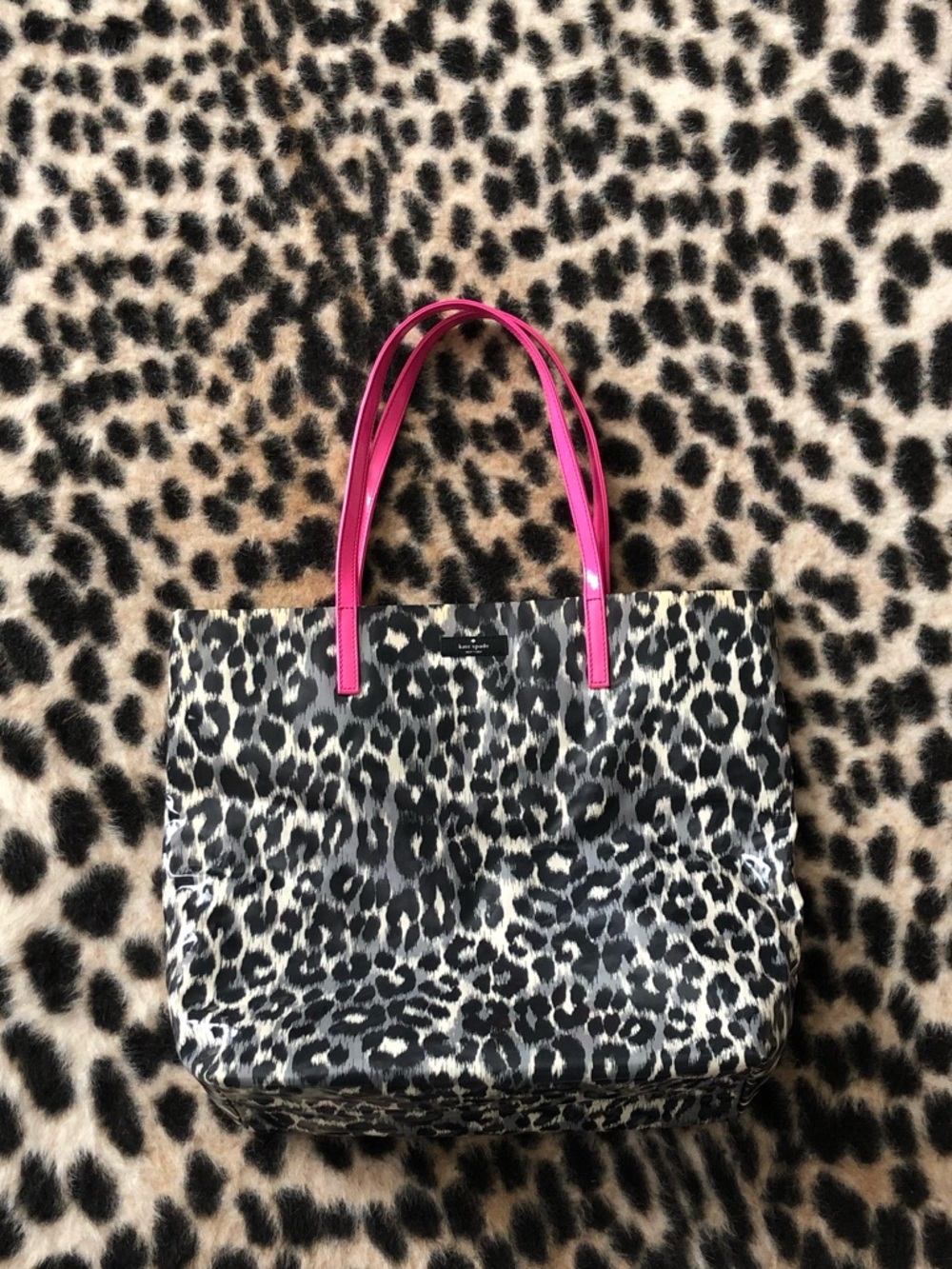 Kate Spade New York Daycation Bon Shopper | Black Gray Cream Leopard Print Tote